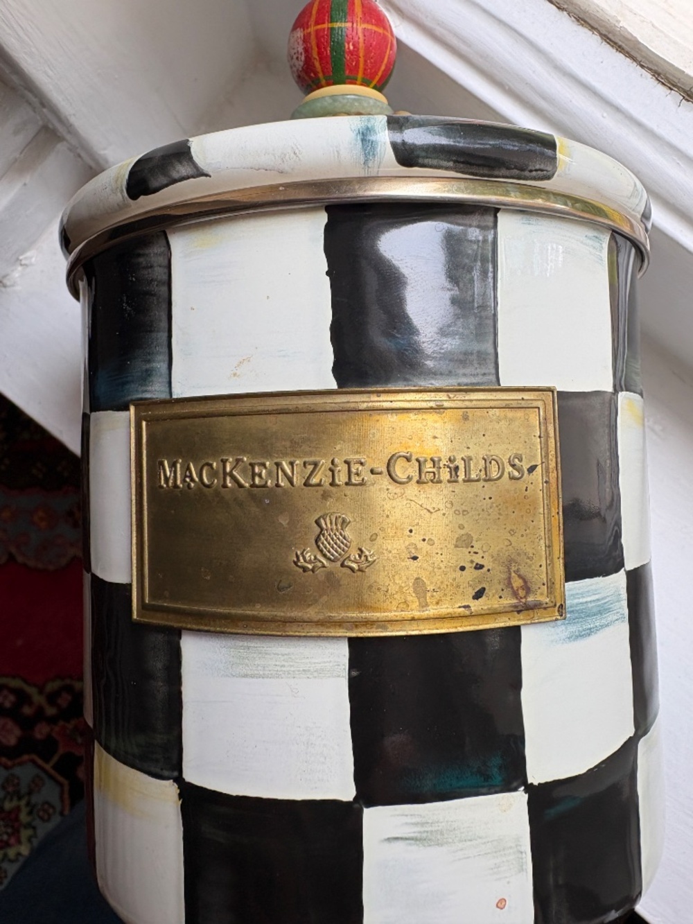 MacKenzie-Childs Black & White Enamel Canister - Picture 3 of 5